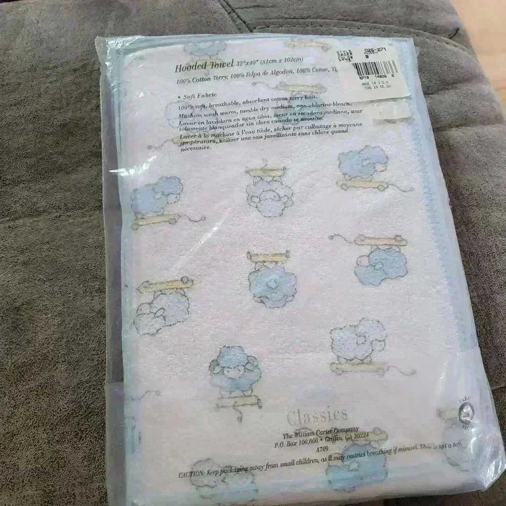 Carter's Classics Sheep Baby Hooded Towel Vintage Made In USA 100% Cotton Terry